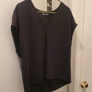 Zara Elegant Black V-Neck Blouse
